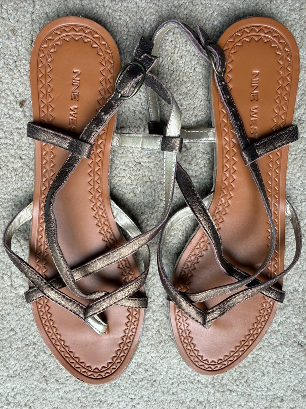 Vintage Nine West Metallic Bronze Strappy Women’s Sandals